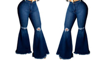 Load image into Gallery viewer, Dark blue flare leg bell bottom jeans
