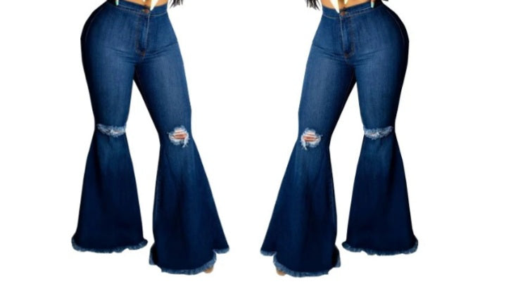 Dark blue flare leg bell bottom jeans