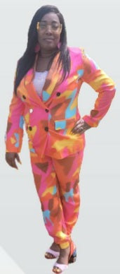 Multicolor pants suit