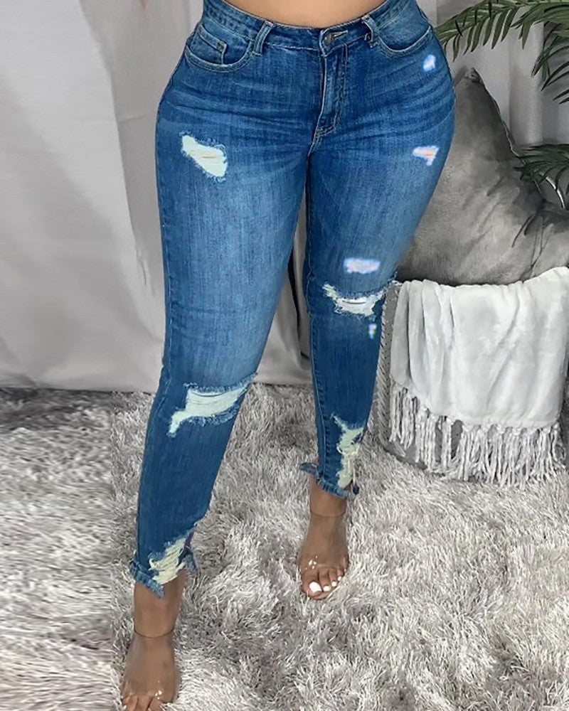 Plus size ripped skinny jeans